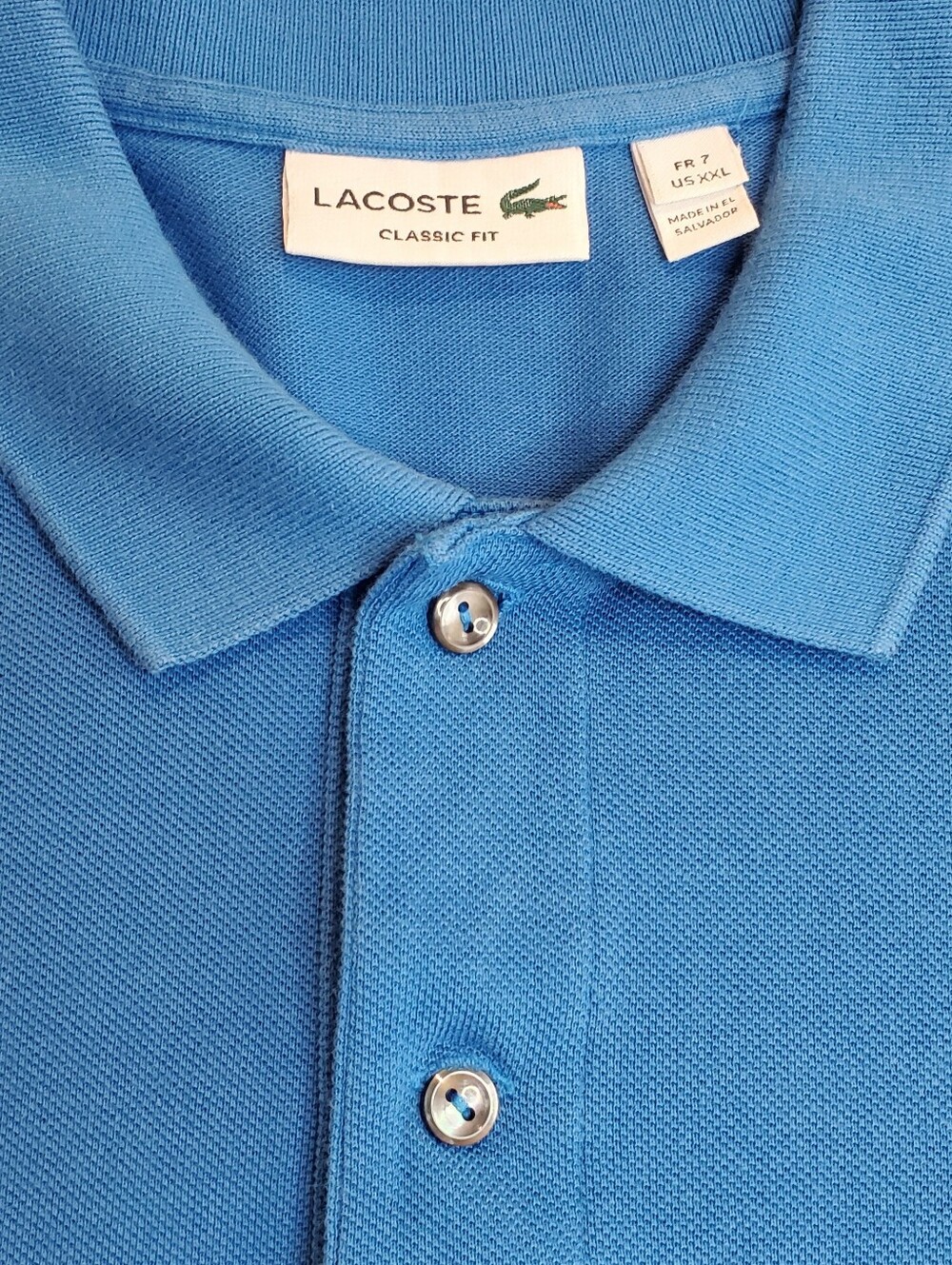 Lacoste Men's Polo Shirt - Bright Blue with Green Crocodile Classic Fit Size XXL - Picture 4 of 6